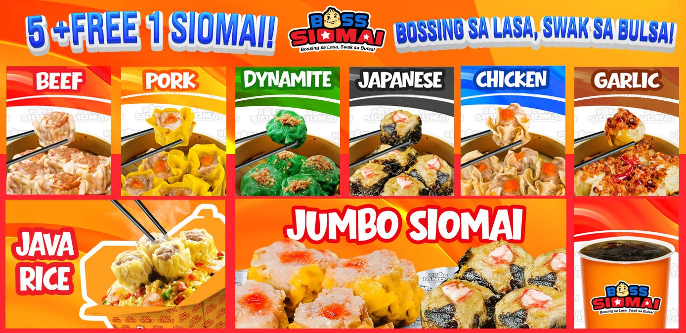 Boss Siomai menu and combo offer display